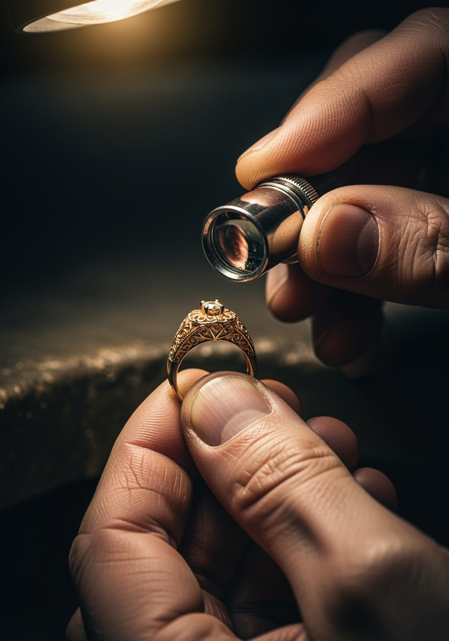 Testing gold under a loupe